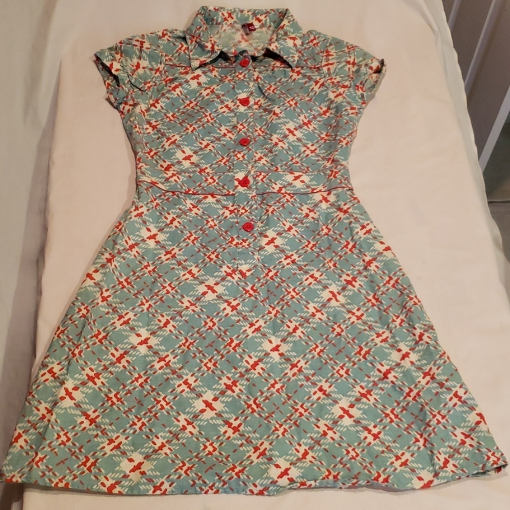 Blue and red pin up dress by H&M